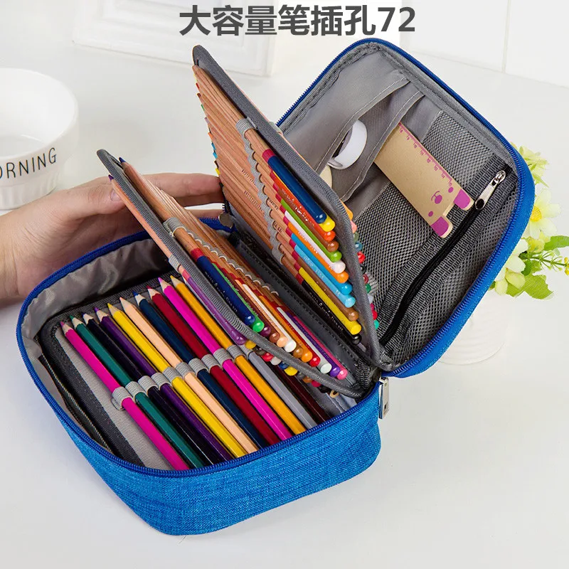 

4colors 21*16*6.5cm art set large capacity folding canvas art case pen storage bag hold 72pcs paint brush bag