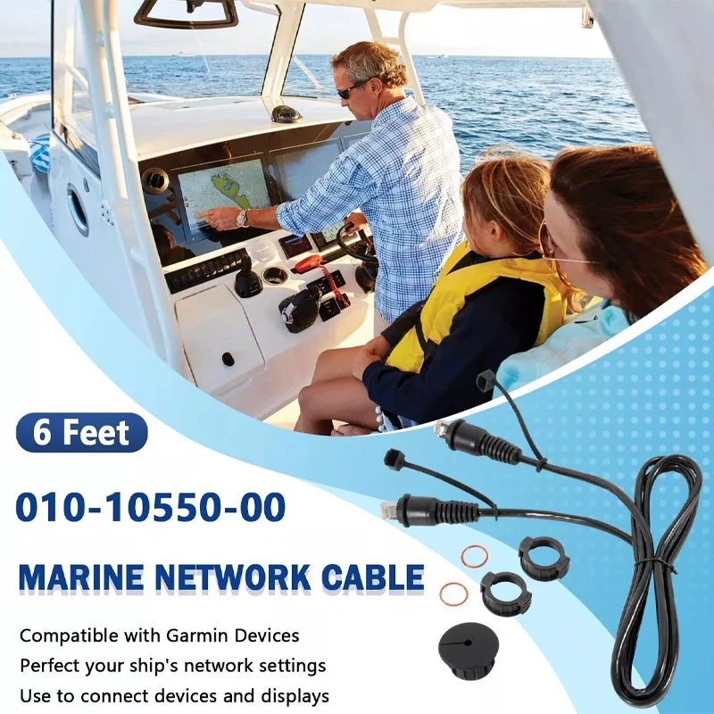 010-10550-00 Marine Network Cable,GMS 10 Cable 6 Feet with Split Connector and Waterproof Cap for Marine RJ45