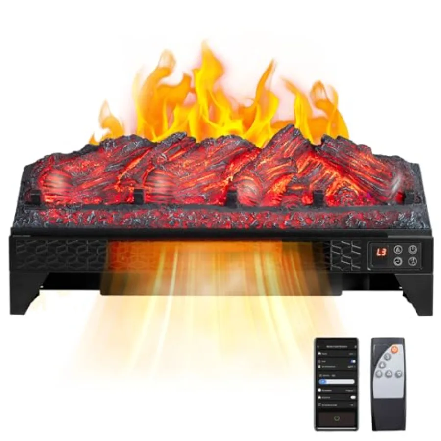 

23'' Electric Fireplace Insert w/Remote WiFi Control Faux Fireplace Logs w/Timer Overheat Protection Adjustable Flame and Brigh