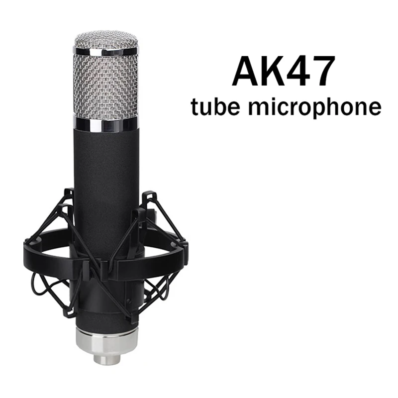 AK47 Elektronische buismicrofoon pro audio-uitzending Opname Vocale studio-opnameapparatuur condensador voor pc-microfoon