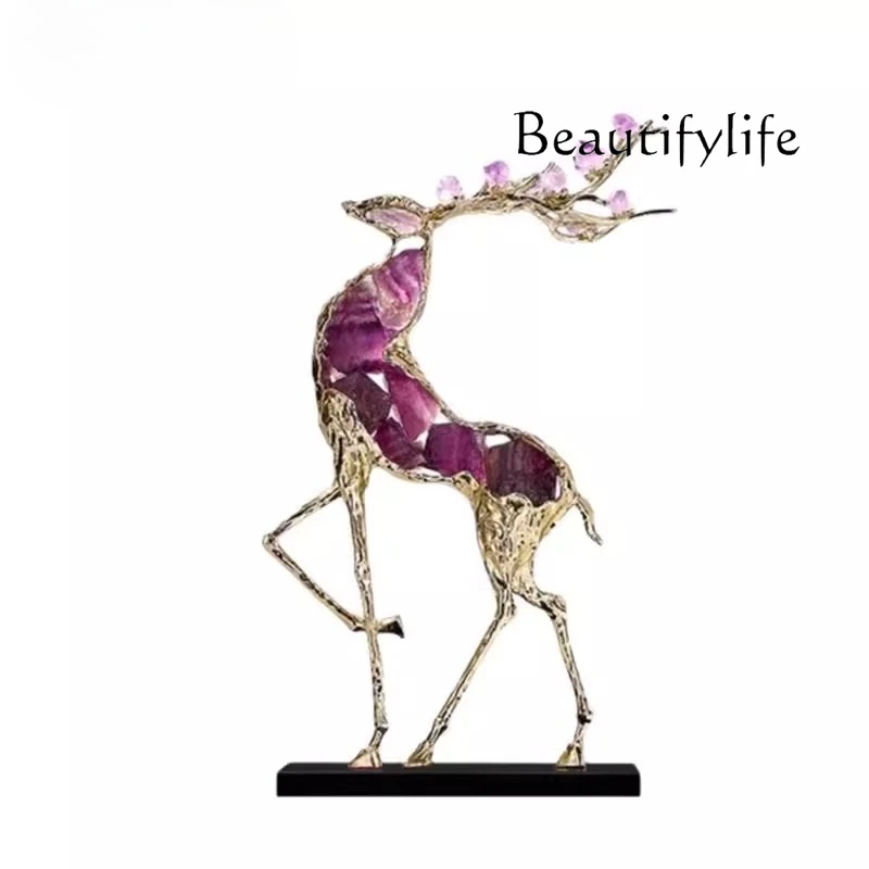 

Ornament light luxury high sense crystal lucky deer living room office TV cabinet decoration designer