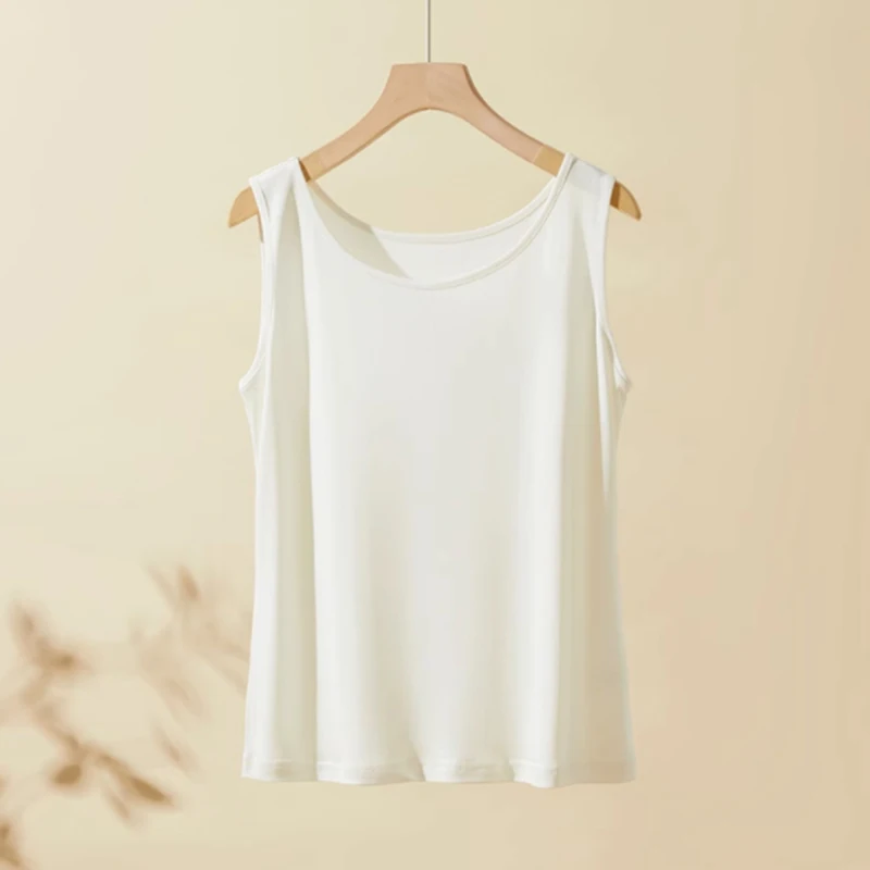 Damski top na ramiączkach ze 100% jedwabiu, wysokiej jakości elastyczny dzianinowy materiał, jednolity kolor, 3 kolory, codzienna odzież basic, moda.