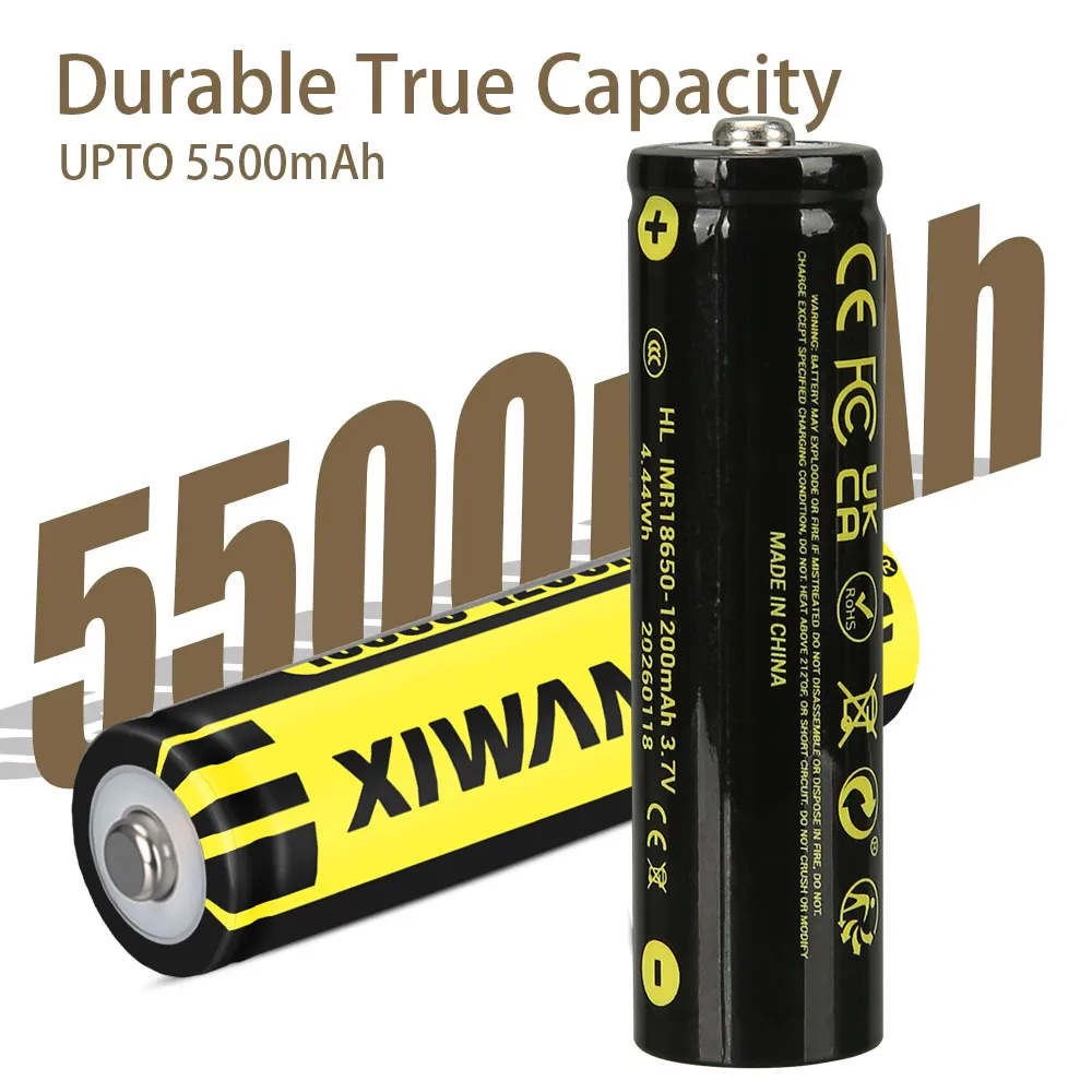 

100% Brand New Original High-quality 18650 3.7V Lithium-ion Rechargeable Battery with Gift LED Mini Flashlight 2600mAh/1200mAh