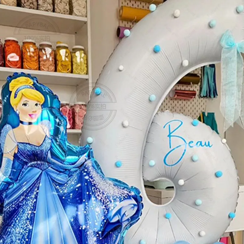 41pcs Disney Princess Cinderella Balloon Column 40 Inch Number Foil Balloons Girl Birthday Party Decoration Baby Shower Supplies