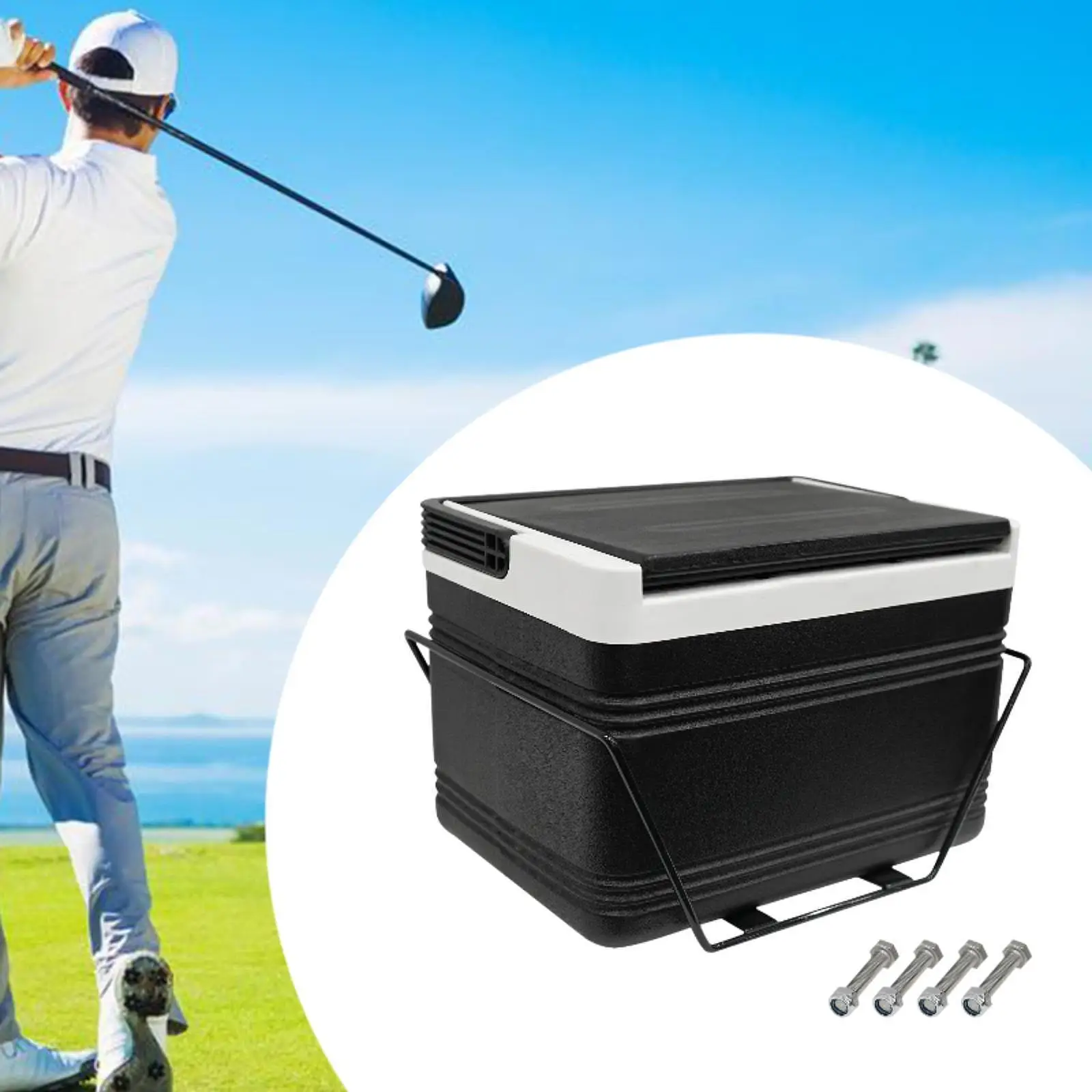 

Insulated Golf Cart Cooler with Bracket Simple Assembly with Screws Portable