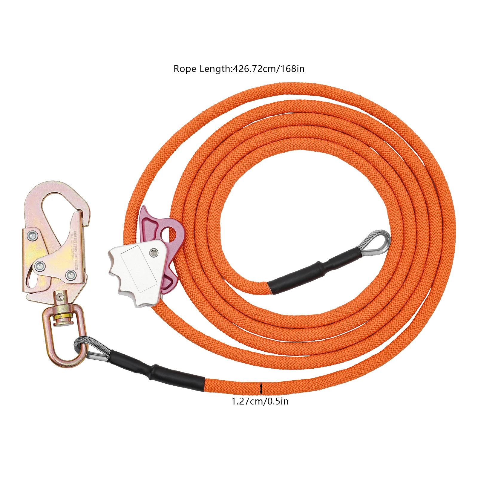 

High-Visibility Sling Device: Durable Polyester Fiber, Steel Core, 3-Locking Carabiner for Safety and High Carrying Capacity