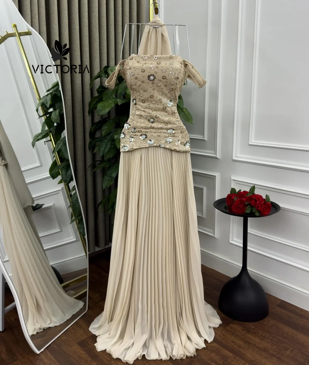 Gitter Vestidos de noche de Dubai de manga tres cuartos 2025, vestido de novia hasta el suelo, vestido de fiesta, vestido formal personalizado