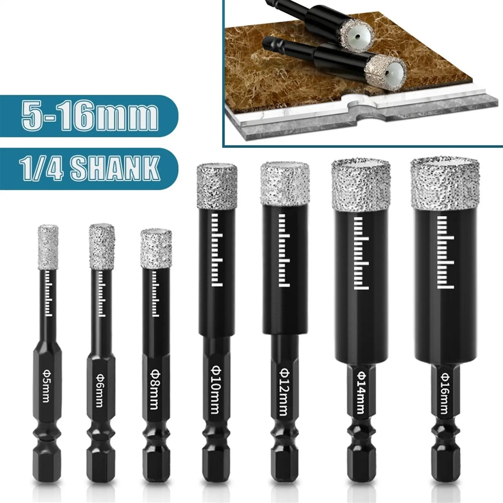 

5-16 мм шестигранный хвостовик, паяная сухая керамическая плитка, алмазное сверло, кольцевая пила, мрамор, керамический гранит, фарфоровая чашка, пила, открывалка для отверстий