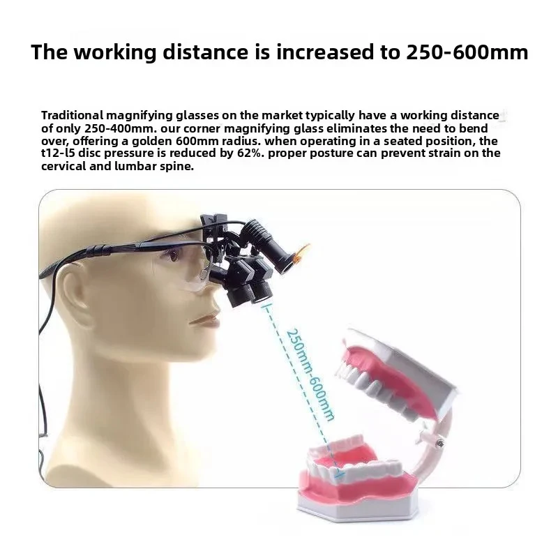 Dental 5x corner magnifying Loupes  glass Head mounted magnifier 5W LED headlight magnifier orthopedic surgery oral examination