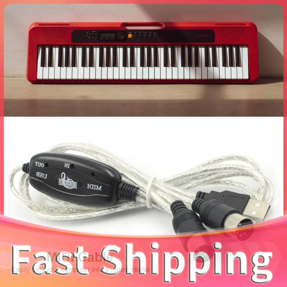 USB IN-OUT MIDI Adapter Cable Set Keyboard Converter Cord PC to Music Electronic Lightweight Portable Music Elements