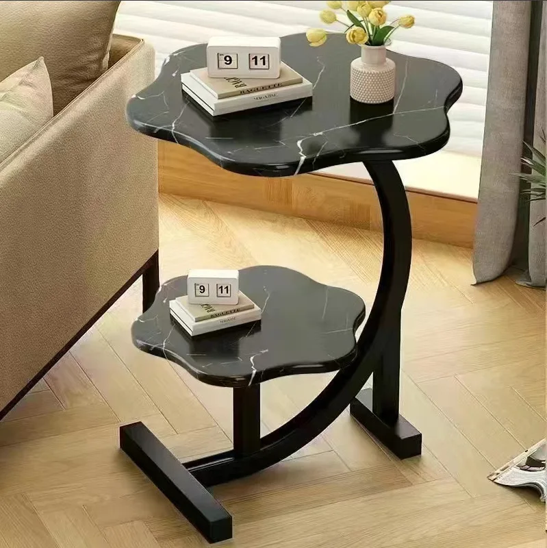 Modern Minimalist Wooden Round Coffee Table Small Outdoor bar Side Tables Stools Round Iron Tea Table