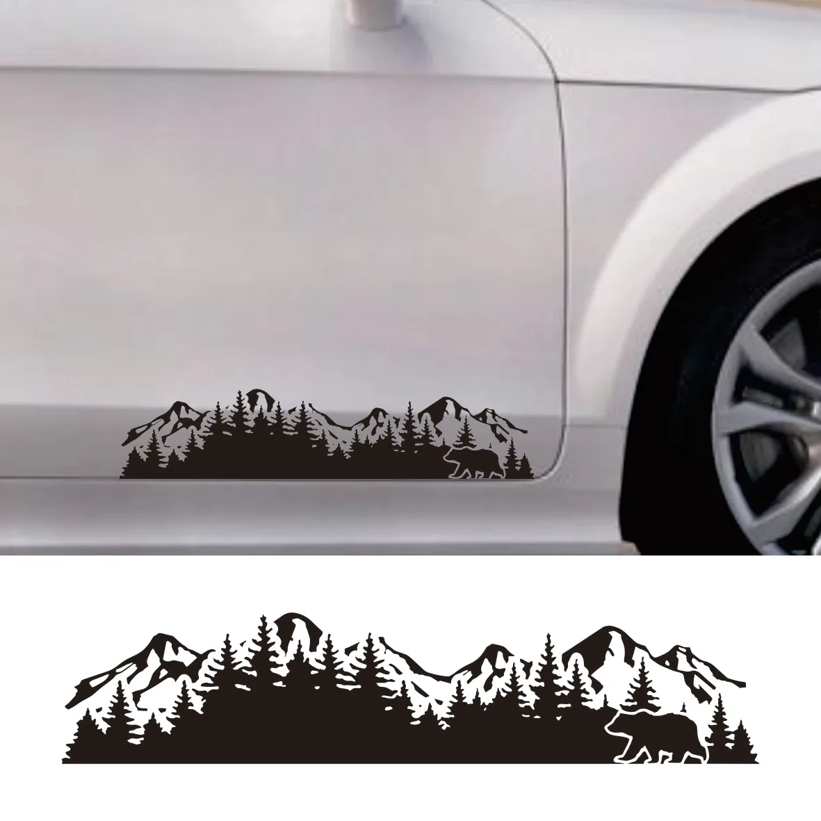 Forest & Bear Car Tail Mark Sticker - Vinyl Decals for Cars, SUVs, Trucks, Nature-Themed Emblem Graphic