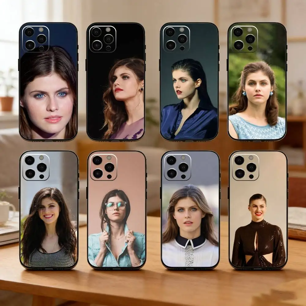 

A-Alexandra D-Daddario Phone Case For iPhone17,16,15,14,13,12 Plus,Max Soft Silicone Black Cover