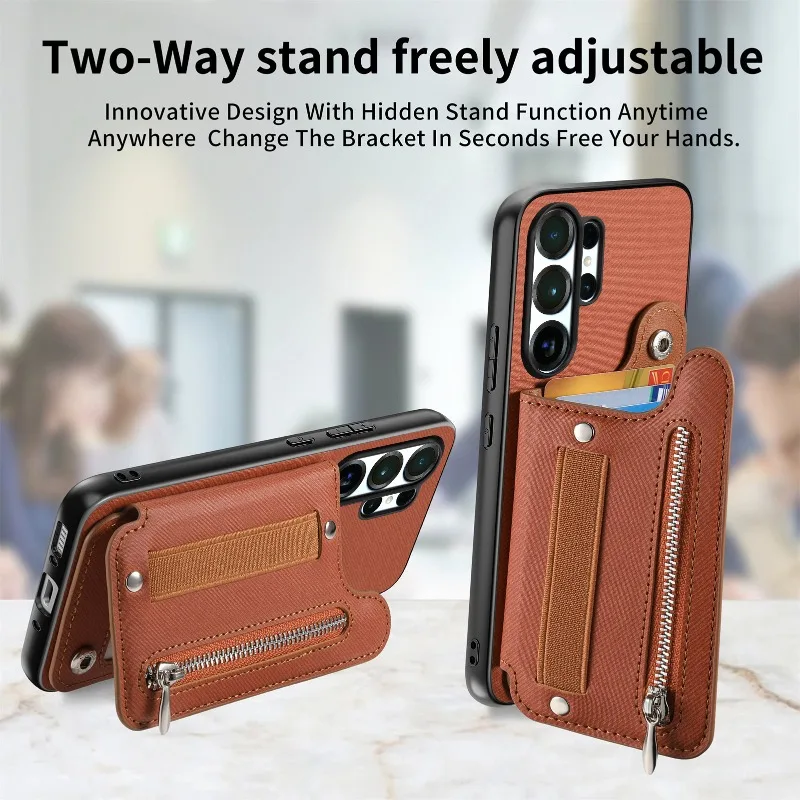 

Flip Wallet Card Cover For Samsung Galaxy S26 Ultra S26 Plus S25 + S25FE Leather Elasticity Wristband Magnetic Shockproof Case