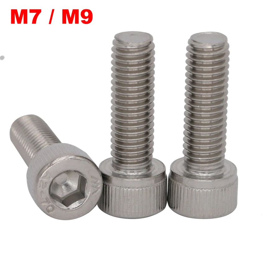 M9 M9*40/45/50/80mm M9x40/45/50/80mm 1.25mm Pitch 304 Stainless Steel Allen Head Cap Screw Inner Hex Hexagon Socket  Bolt