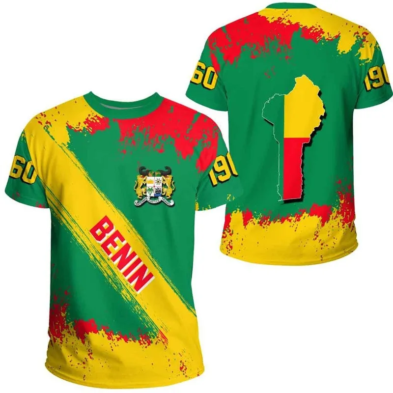 

Новая быстросохнущая дышащая футбольная тренировочная футболка с круглым вырезом для взрослых и детей, топ для бега на открытом воздухе с принтом Benin Element