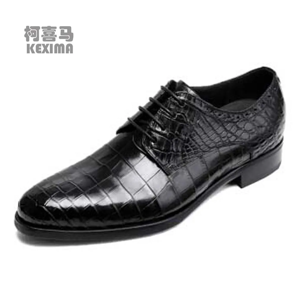 

KEXIMA PUGETE Thailand crocodile Leather shoes crocodile leather fashion business Men dress shoes lace-up Leather shoes