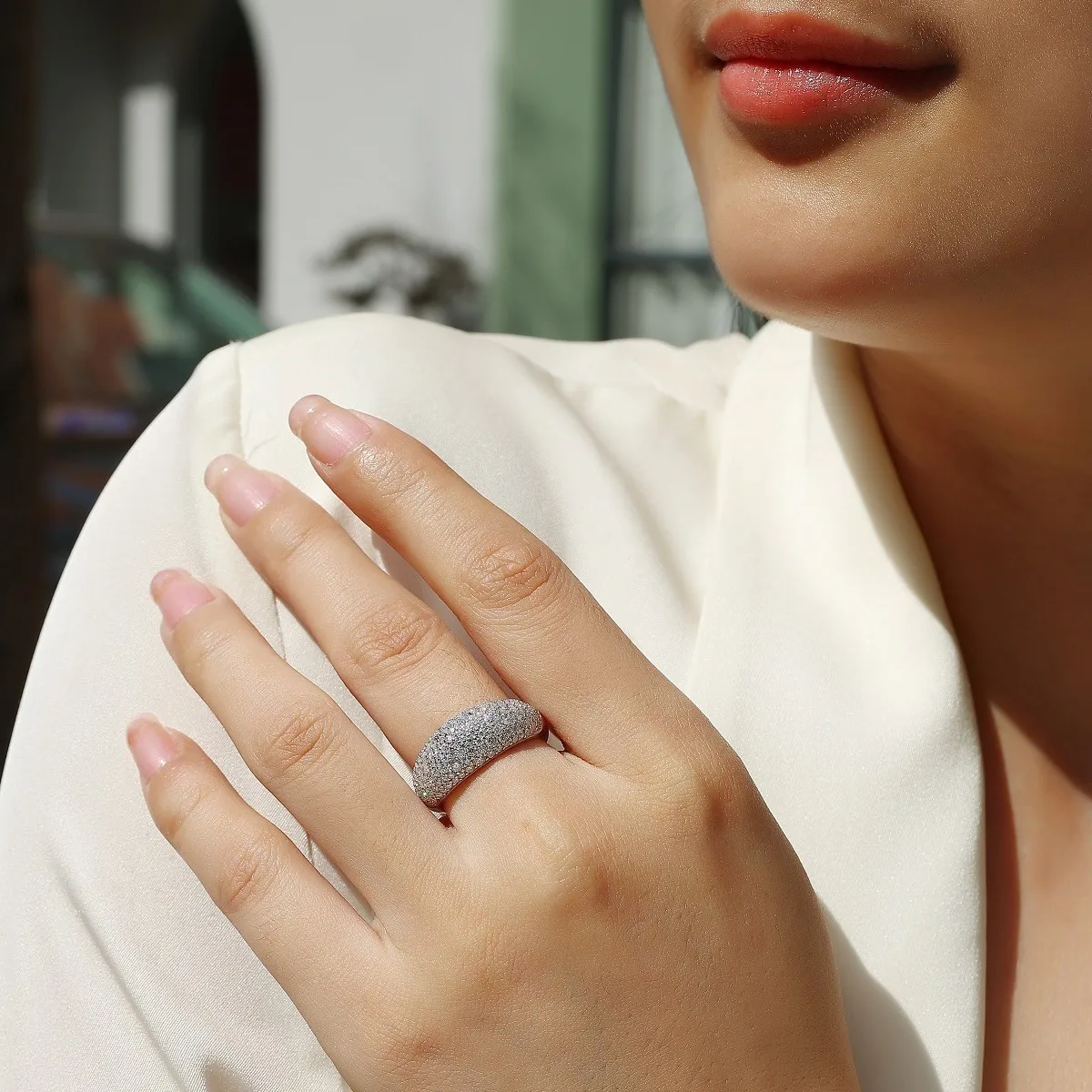 New S925 Silver Inlaid Moissanite Ring Light Luxury Women's Ring Fashion Versatile Wedding Engagement Ring Gift Festival Gift, Anniversary Gift, Birthday Gift Unique Jewelry
