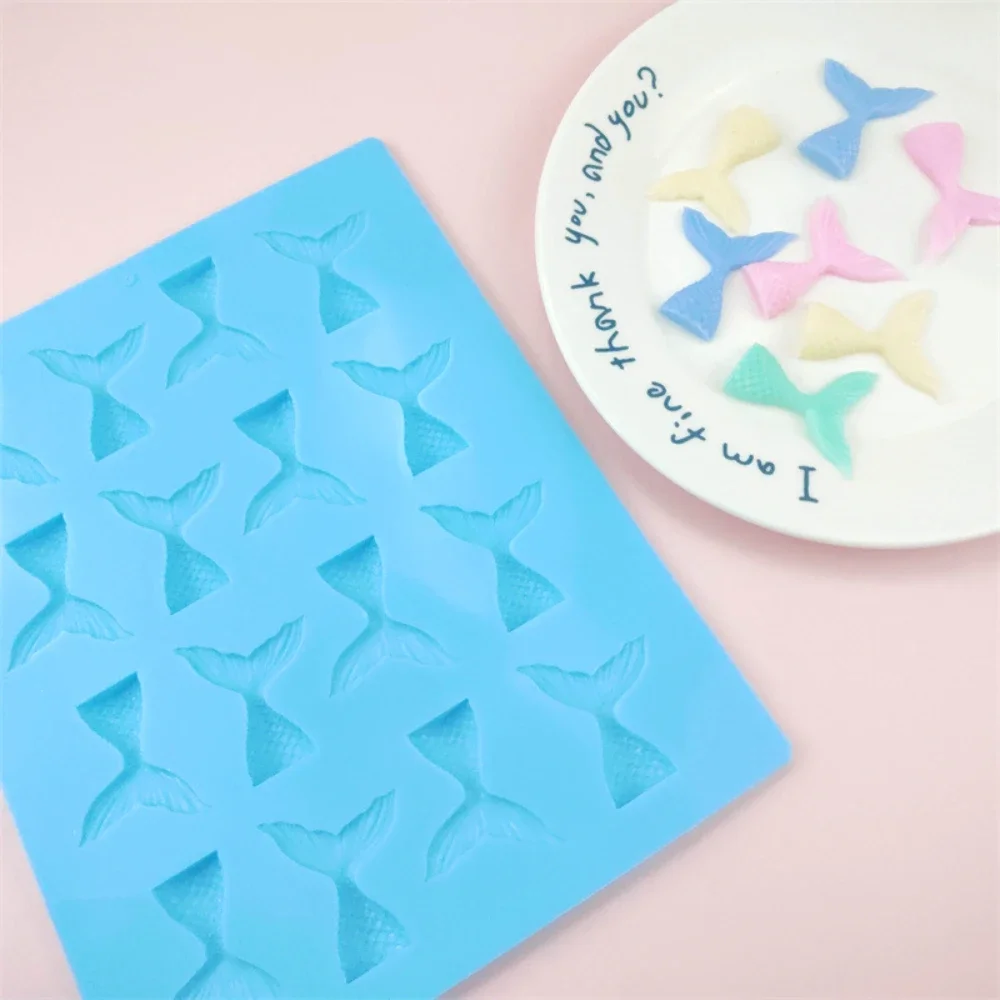 16 Holes Mermaid's Tail Shape Fondant Silicone Moulds Fishtail Biscuit Chocolate Making Tools Handmade Gifts Birthday Cake Decor