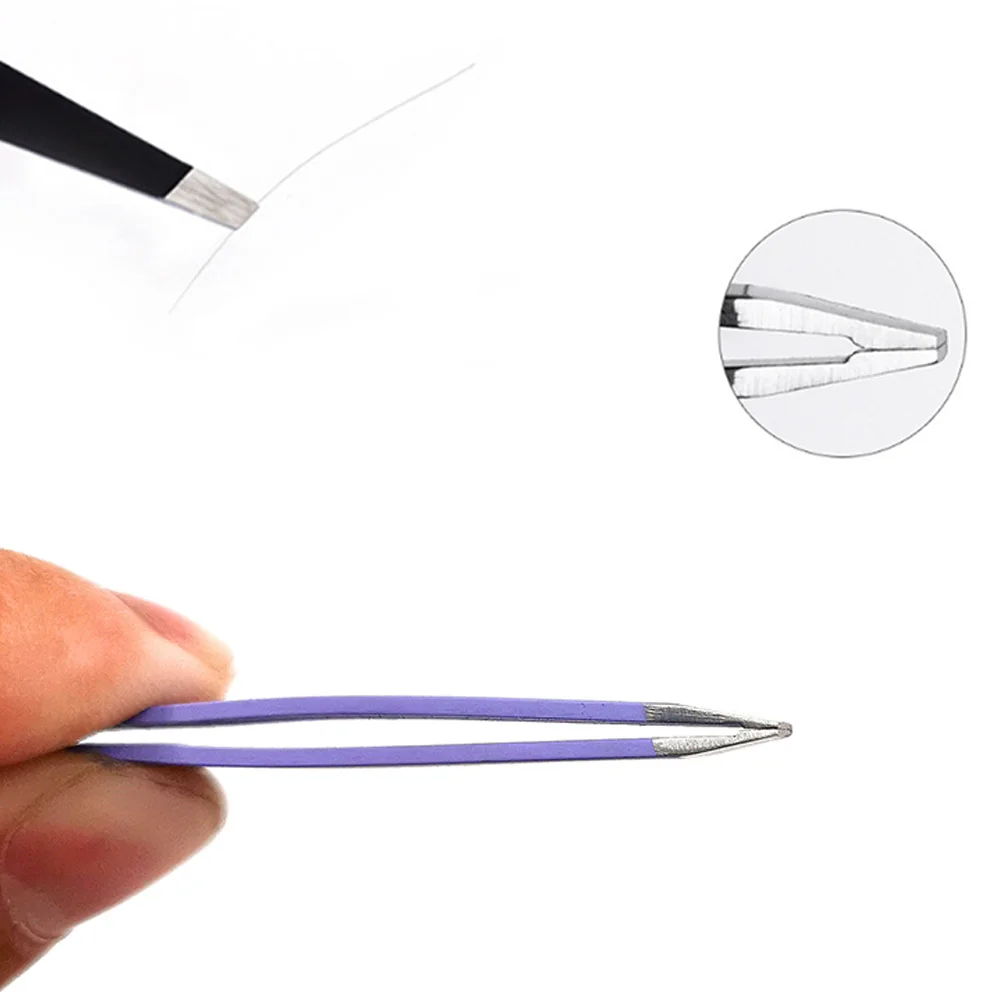 3Pcs Stainless Steel Eyebrow Clip 2 in 1 Tweezer Comb Eyebrow Tweezers for Trimming False Eyelashes Double Eyelids Makeup Tools