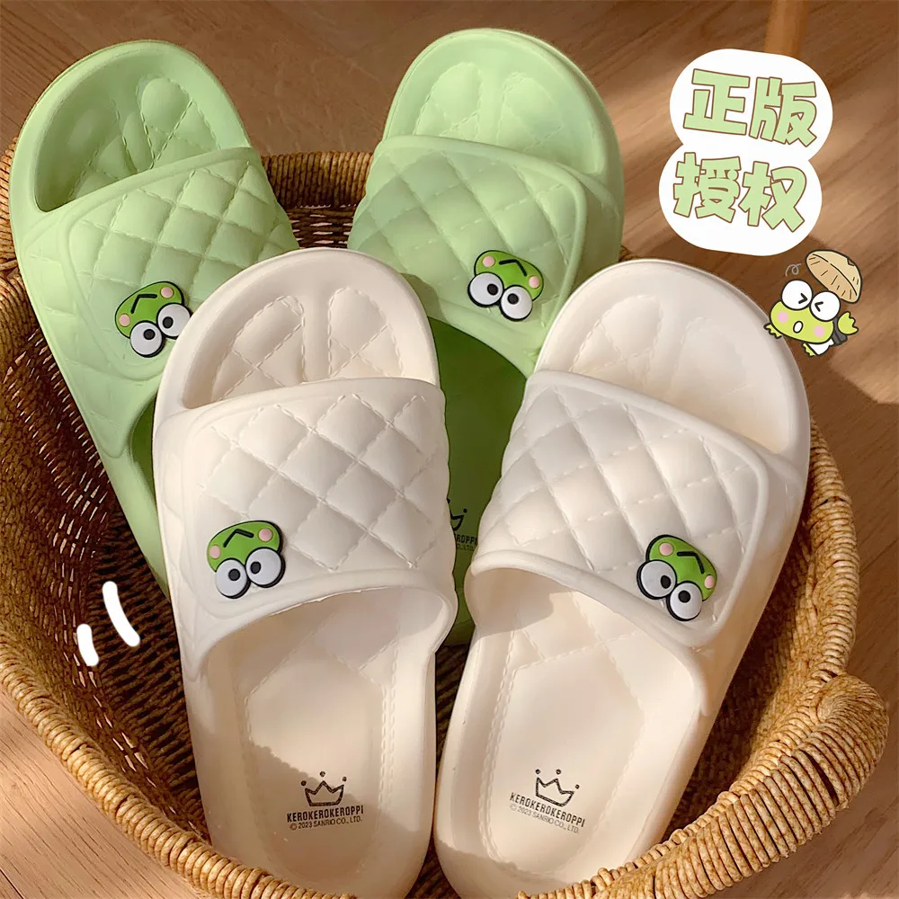 New Sanrio cute bean frog girl summer slippers home indoor EVA soft-soled slippers for Children gift for Girlfriend gift