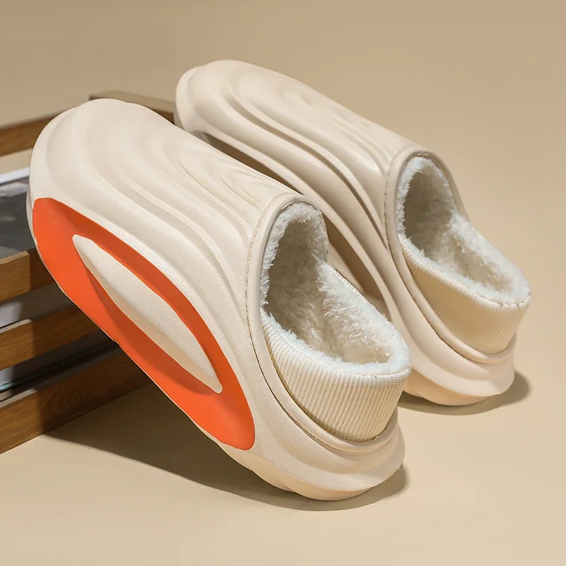 

New Fashion Non Slip Unisex Home Slippers Fluffy Platform Slippers for Women Winter Plush Warm Cotton Shoes Woman Comfort