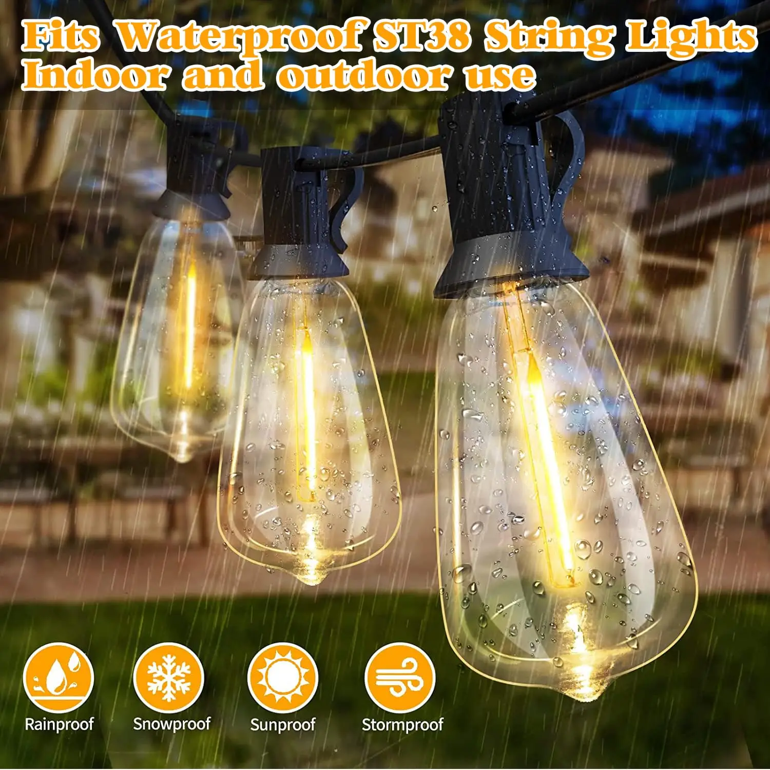 Vintage ST38 Led Replacement Light Bulbs Plastic E12 1W Equvalent 7W Incandescent Decorative Shatterproof Bulbs For String Light