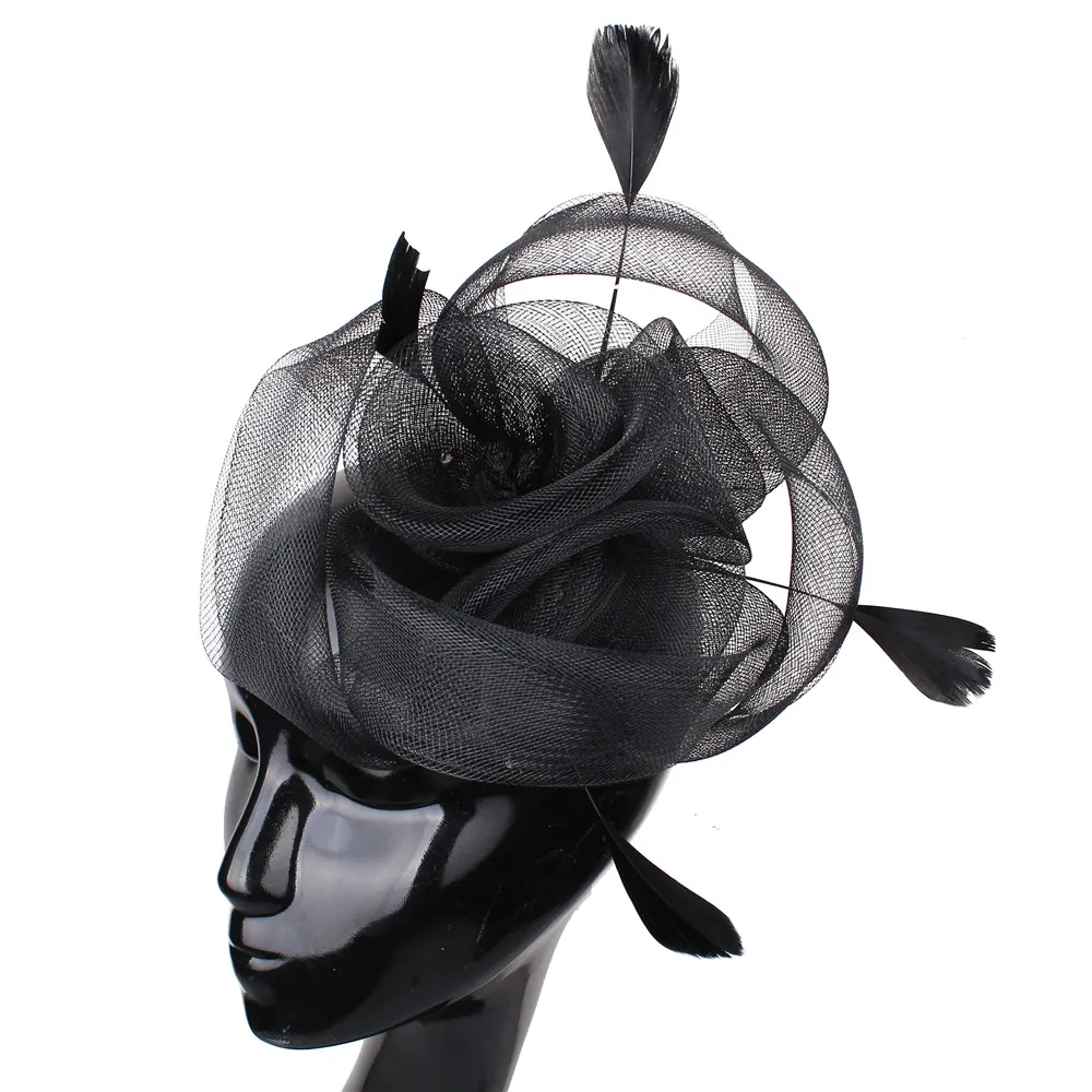 Elegant Bride Fascinator Hat for Women Wedding Headwear Church Cocktail Headband Fashion Ladies Hair Accessories