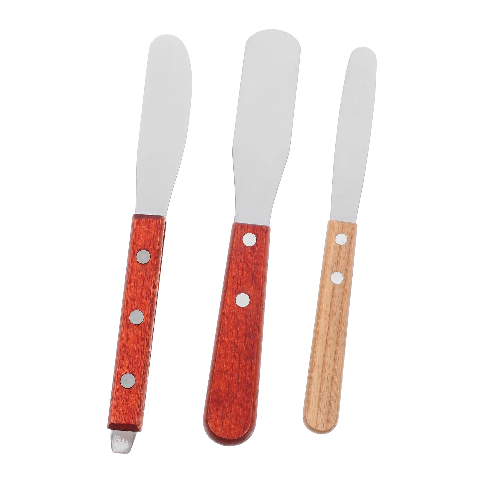 

3Pcs Dental Mixing Spatulas Durable Stainless Steel Wooden Handle Professional Plaster Mixing Tools for Dental Use
