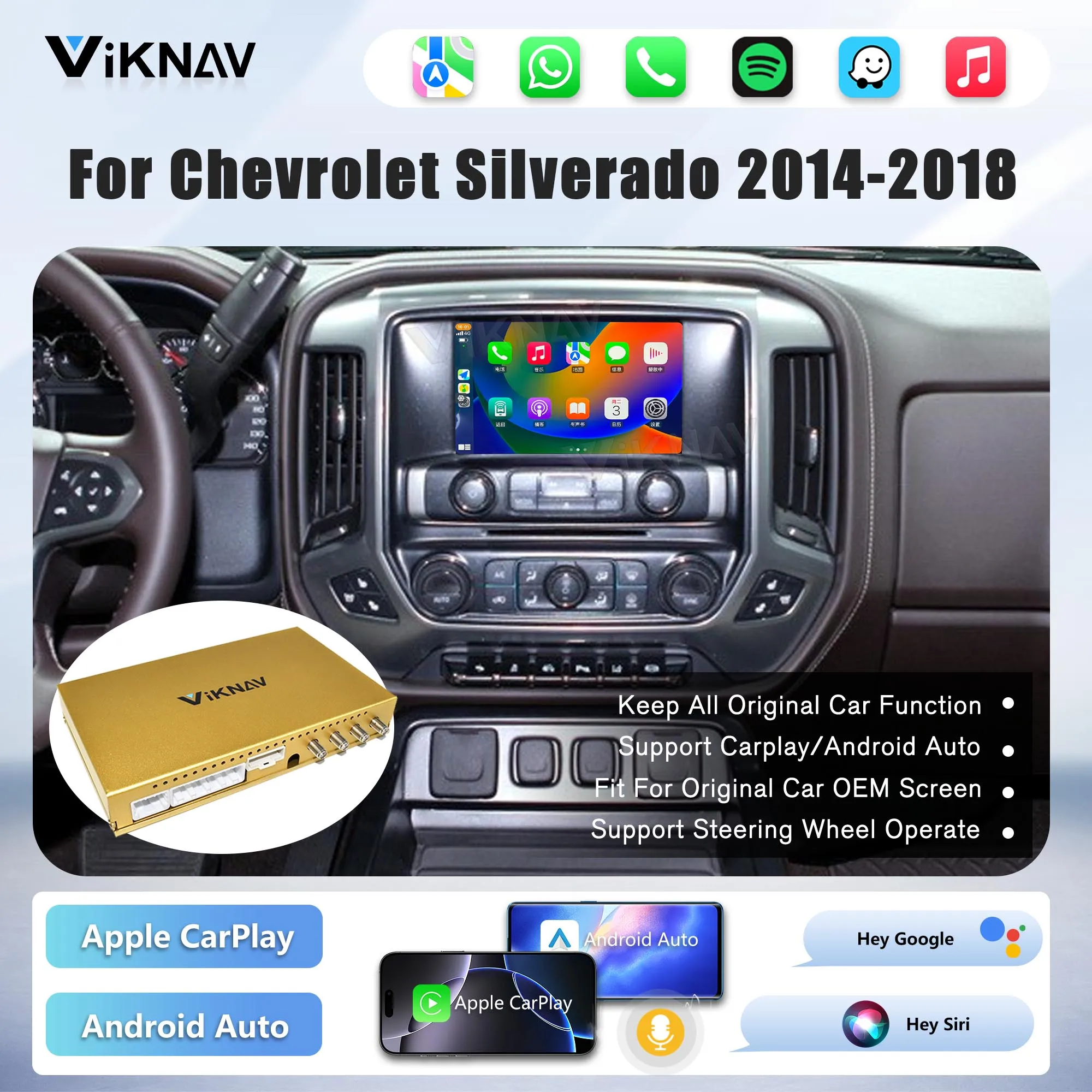 

Upgrade Android Box For Chevrolet Silverado GMC SIERRA 2014-2018 Wireless Carplay Touch Screen GPS Navigation Auto Stereo Unit