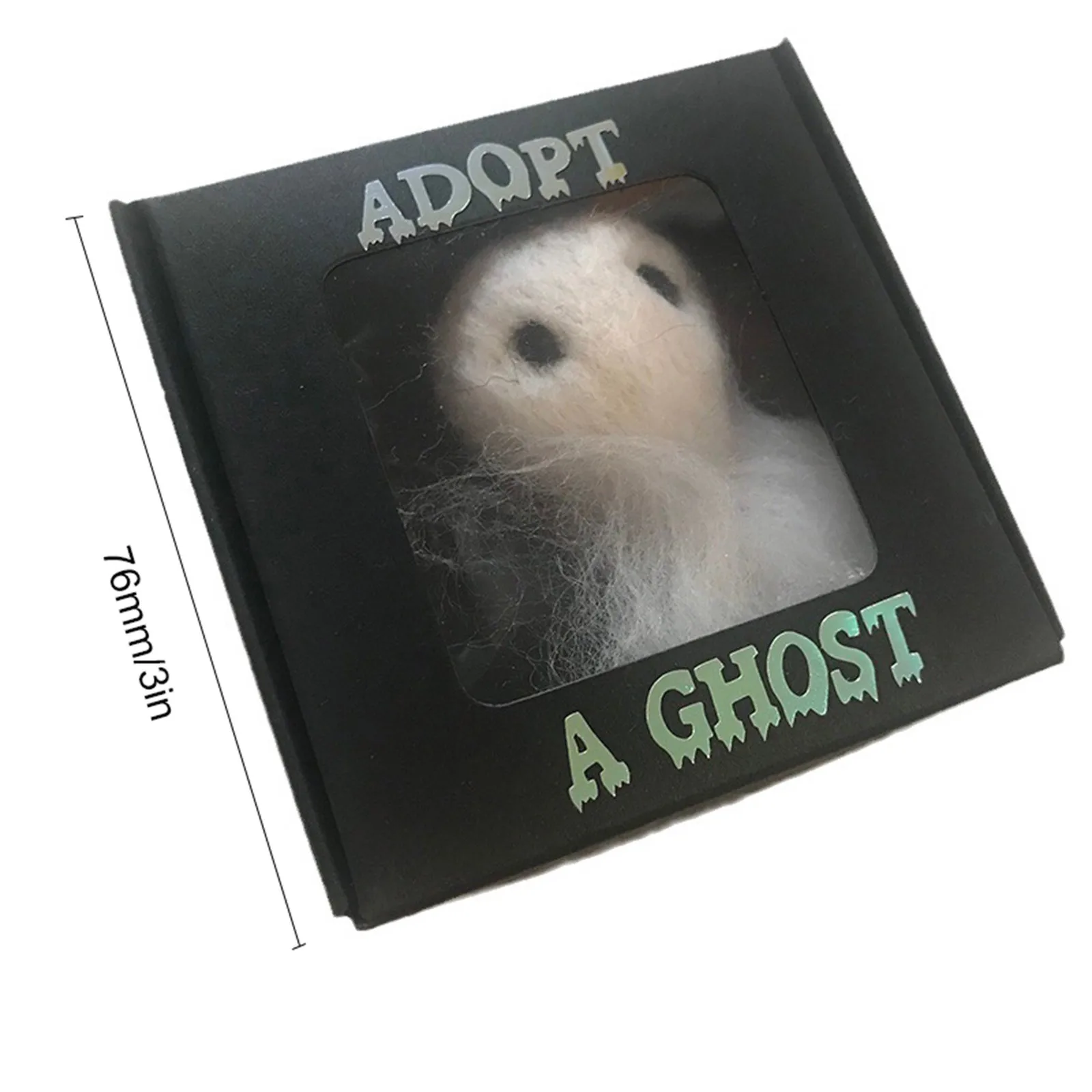 Adopt A Ghost White Wool Felted Ghosts And Tiny Scroll Set Halloween Spooky Doll Girl Games Button Dog Words Party images - 6