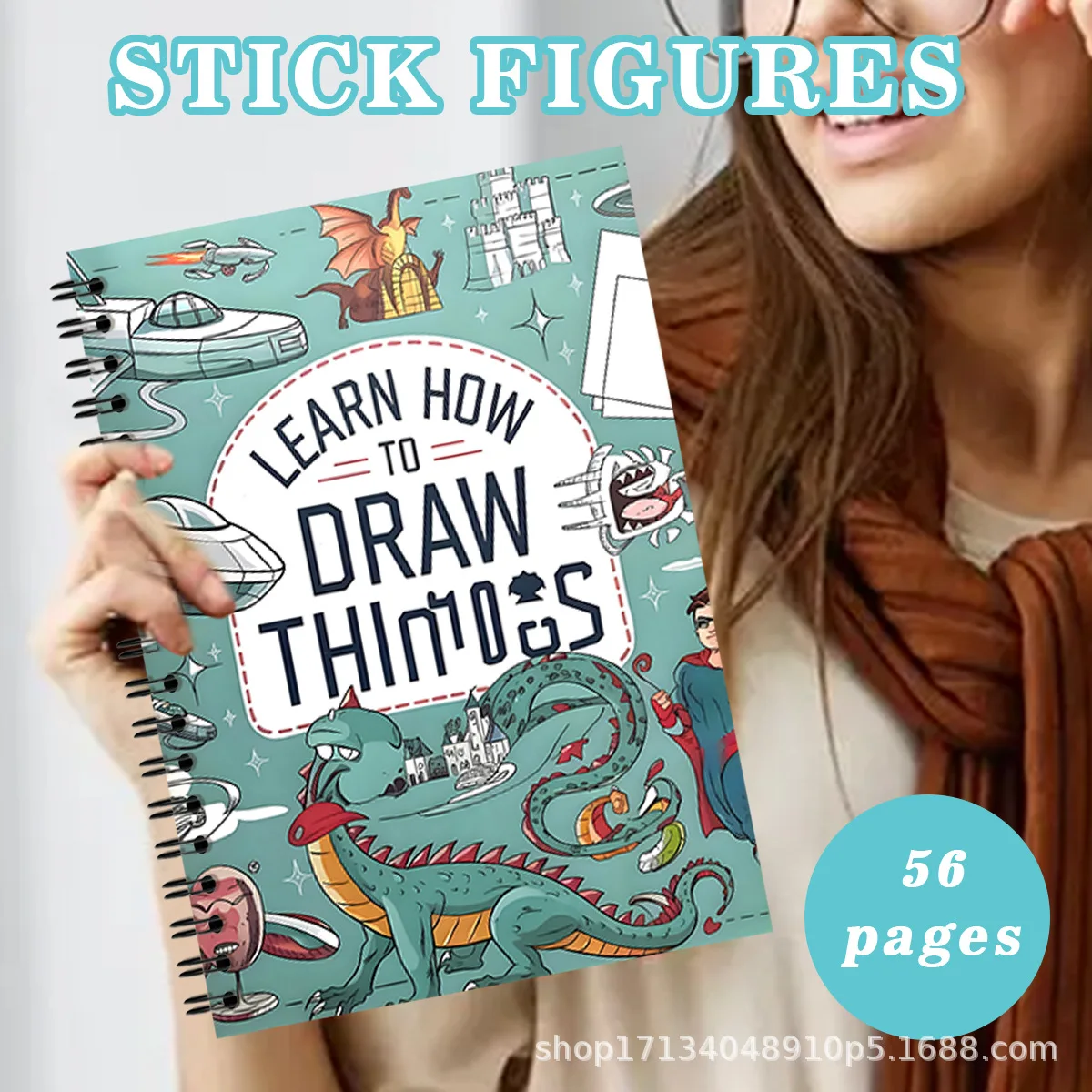 New Hot Cross-border Animal Step-by-Step Practice Book, A4 Spiral Notebook, Writing & Coloring Pad