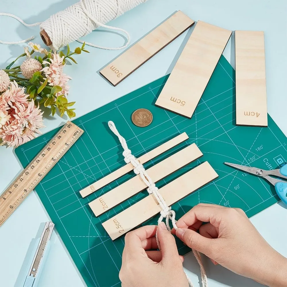 6 Herramientas de Macramé de Madera, Regla de Tejido de 1-5cm, Guía de Posicionamiento de Flecos y Encaje para Macramé, Manualidades DIY