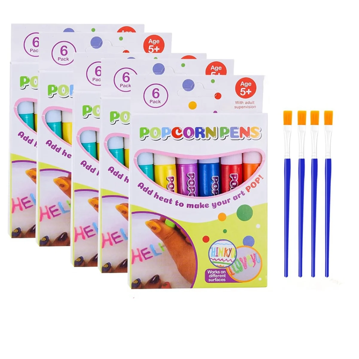 

DIY Bubble Popcorn Drawing Pens, Magic Puffy Pens, Popcorn Color Pens, 3D Art Printing Bubble Pen, (5 Boxes)