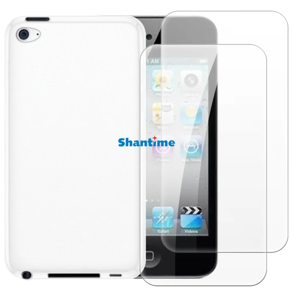 حافظة ناعمة + عبوتان من واقيات الشاشة من الزجاج المقوى لجهاز iPod Touch 4 لحماية الجسم بالكامل، مقاومة للصدمات