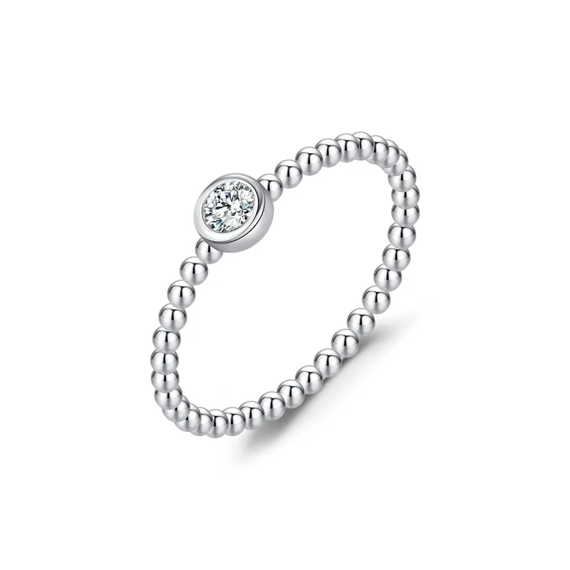 

ZFSILVER 925 Silver Fashion Design Luxury Trendy Color D Moissanite Ball Bubble Ring For Charms Women Party Jewelry Gift MSR0051