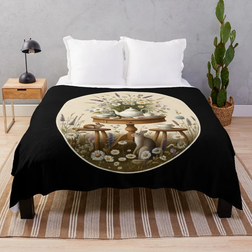 Tea Time in the Meadow Throw Blanket manga Luxury Designer Blankets