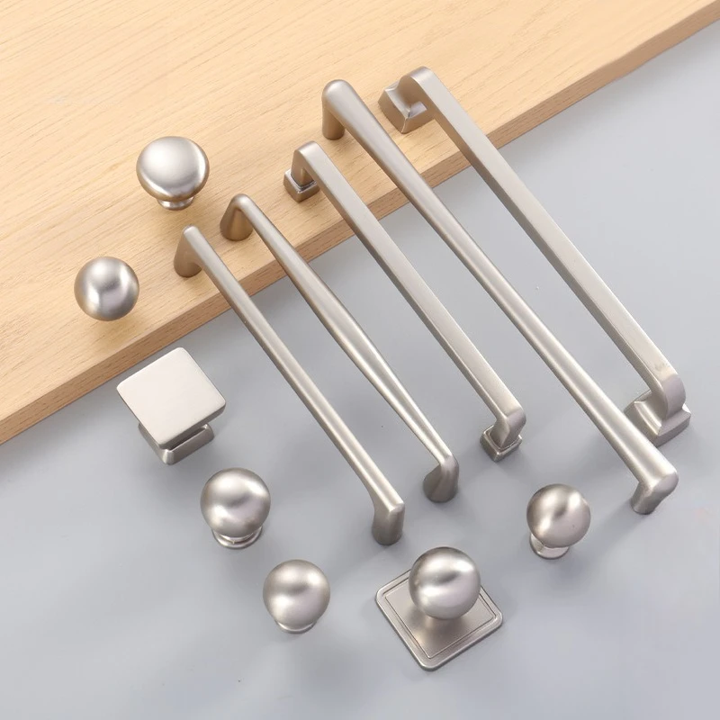 Nickel Brushed Wardrobe Long Pull Handle Minimalist Cabinet Door Handle Single-Hole Knob For Drawer Creative Furniture Hardware