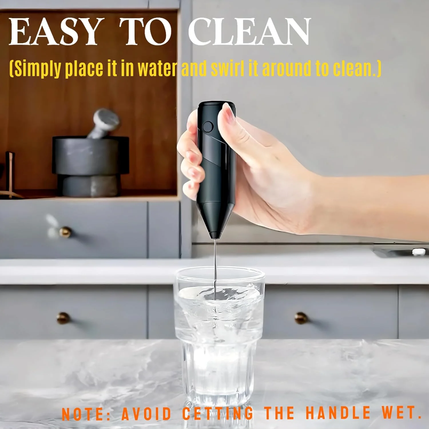 핸드헬드 전기 우유 거품기 라떼 커피 카푸치노에 적합 또한 계란 거품기 및 음료 믹서로도 사용 가능