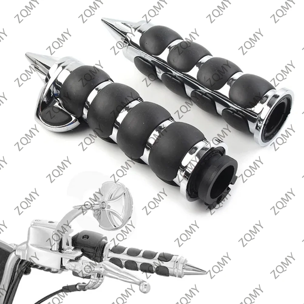 Preto Motocicleta Spike Hand Grips, adequado para Harley Chopper Bobber Cruiser Sportster, 1"