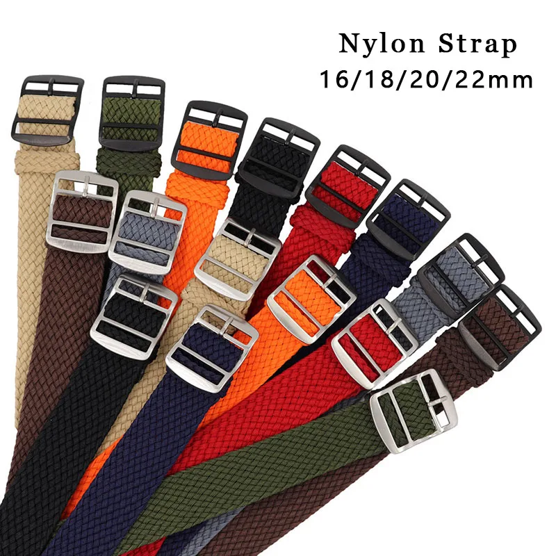 Nylon Strap Woven Watchband High Qualities For Perlon Band Replacement Watch Band Black Silver Buckle 16mm 18mm 20mm 22mm