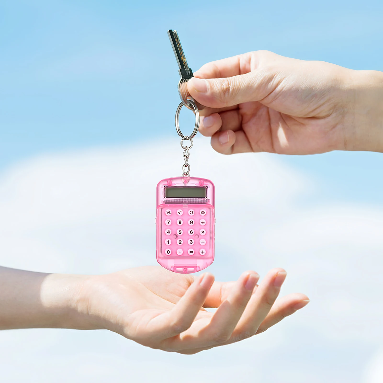 

Mini Calculator Keychain Small Size Light Weight Portable Basic Arithmetic Student Pocket Keyring Accounting Tool