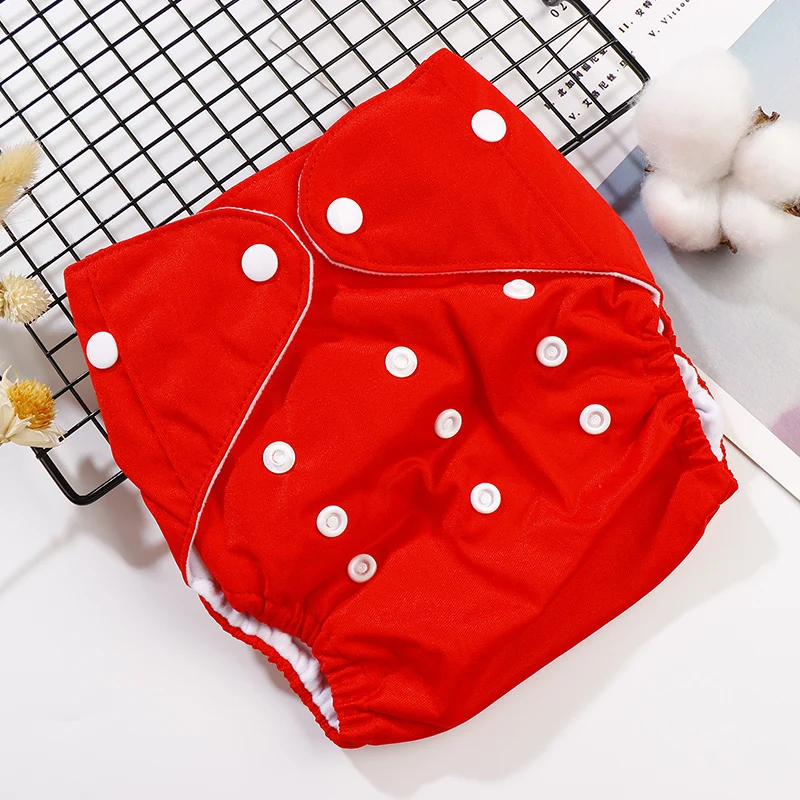 AIO 1PCS Ecology Cloth Diapers Baby Diaper Reusable Waterproof Panties Solid Color Cloth Nappies For 0-3 Year Baby