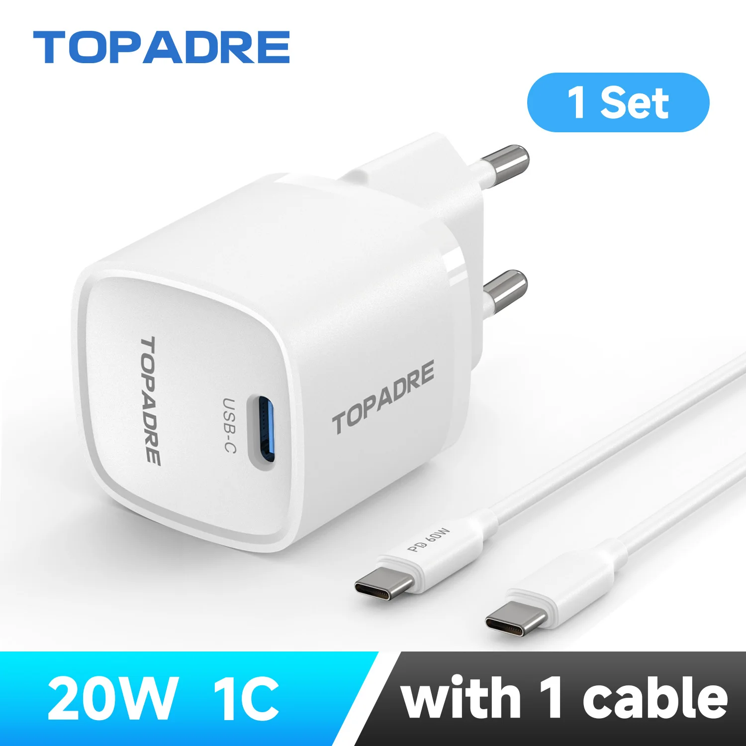 20W Quick Charge QC 3.0 PD USB Typ C Schnellladegerät für iPhone 17/16/5, Xiaomi Samsung Phone PD Ladegerät