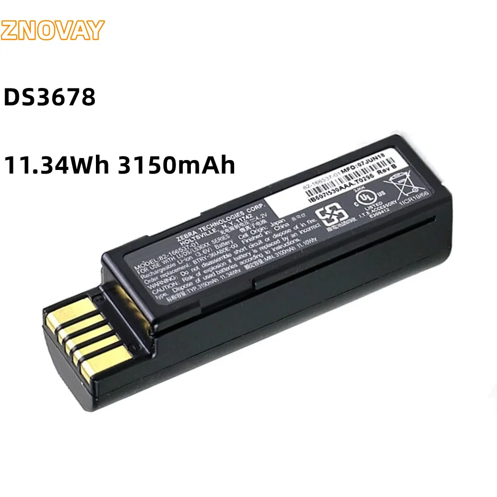 ZNOVAY New 82-166537-01 DS3678 battery 3150mAh/11.34Wh For ZEBRA LI3678 DS3678 QR code scanning gun