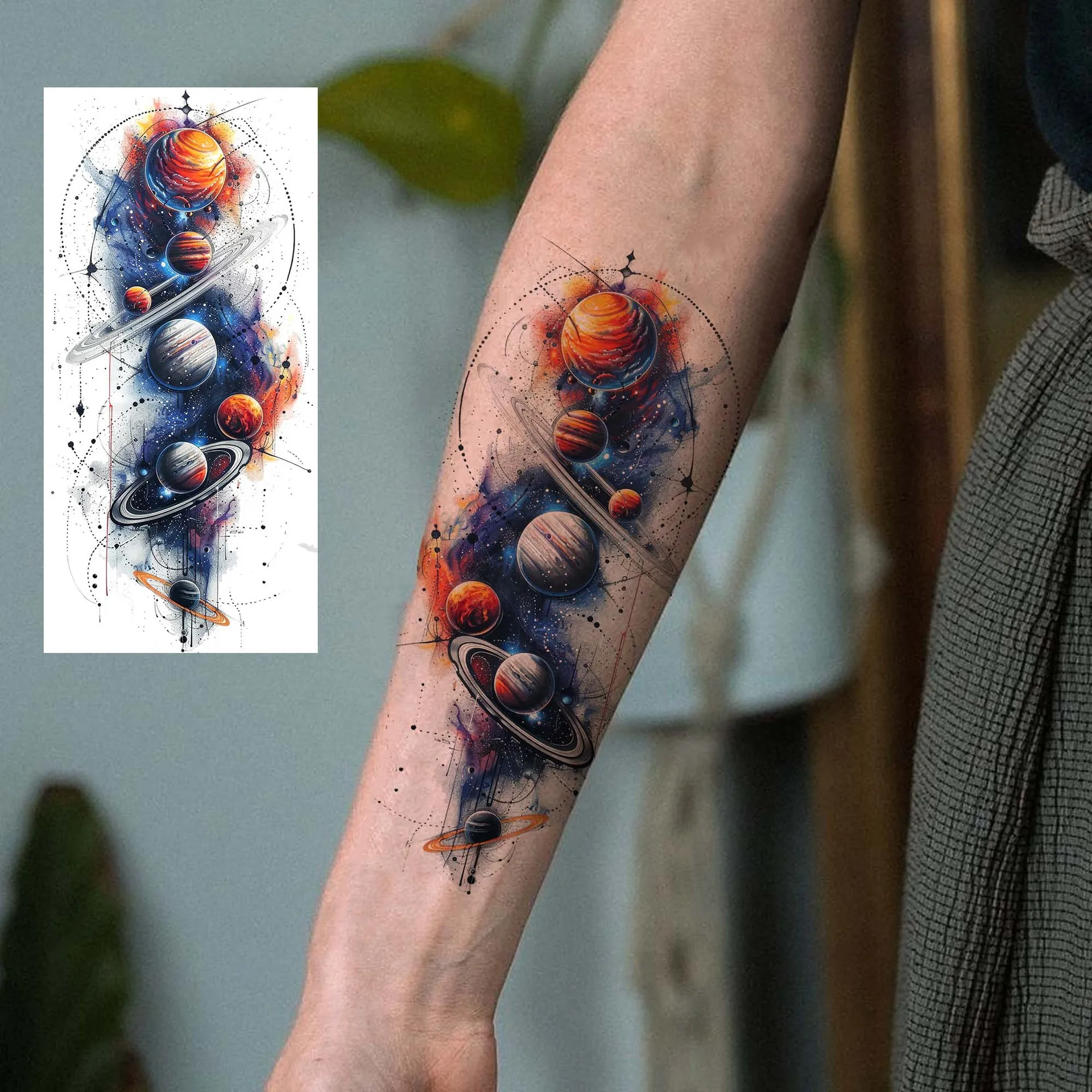 

Water Transfer Tattoo Stickers Galaxy Cosmos Premium Durable for Leg Arm Multiple Patterns In Stock