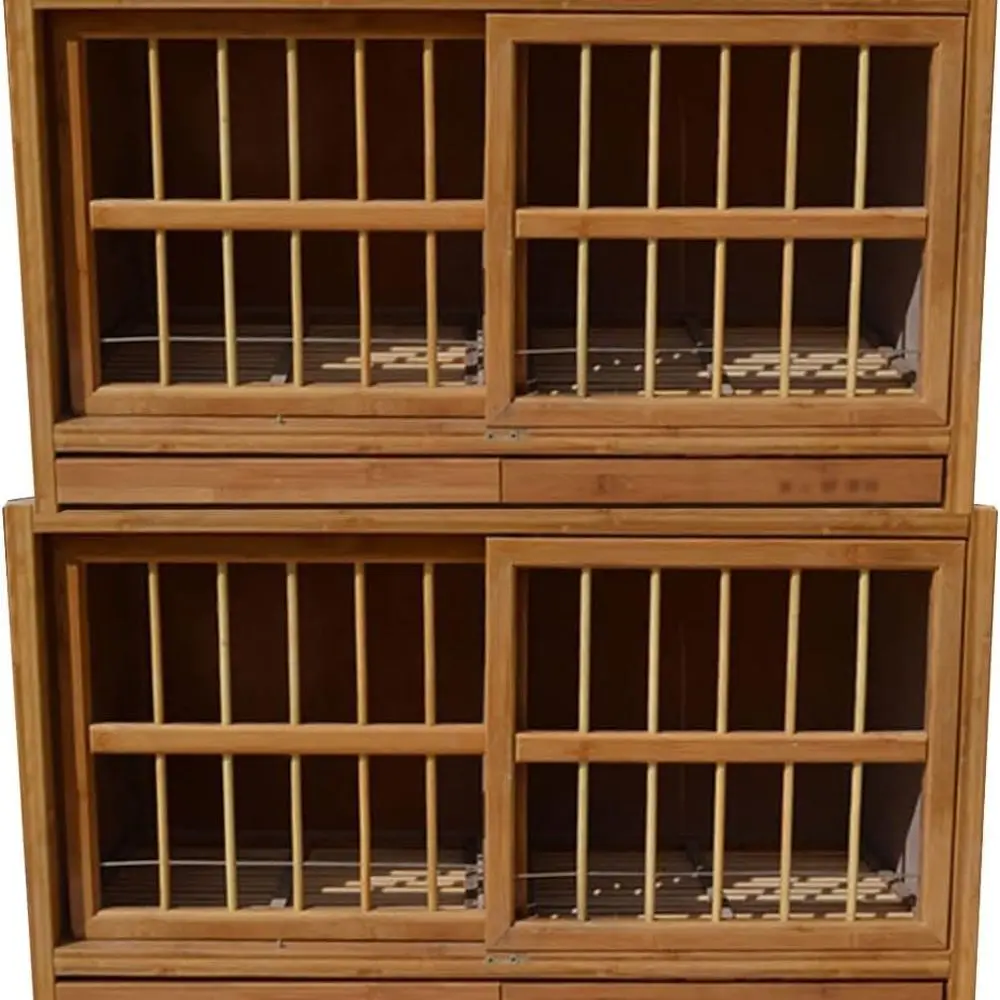 

Large 31.5 Bamboo Pigeon Cage with Removable Tray, Outdoor Nest Box, Easy Clean, Sturdy Coop - Brown A, 80x40x45cm