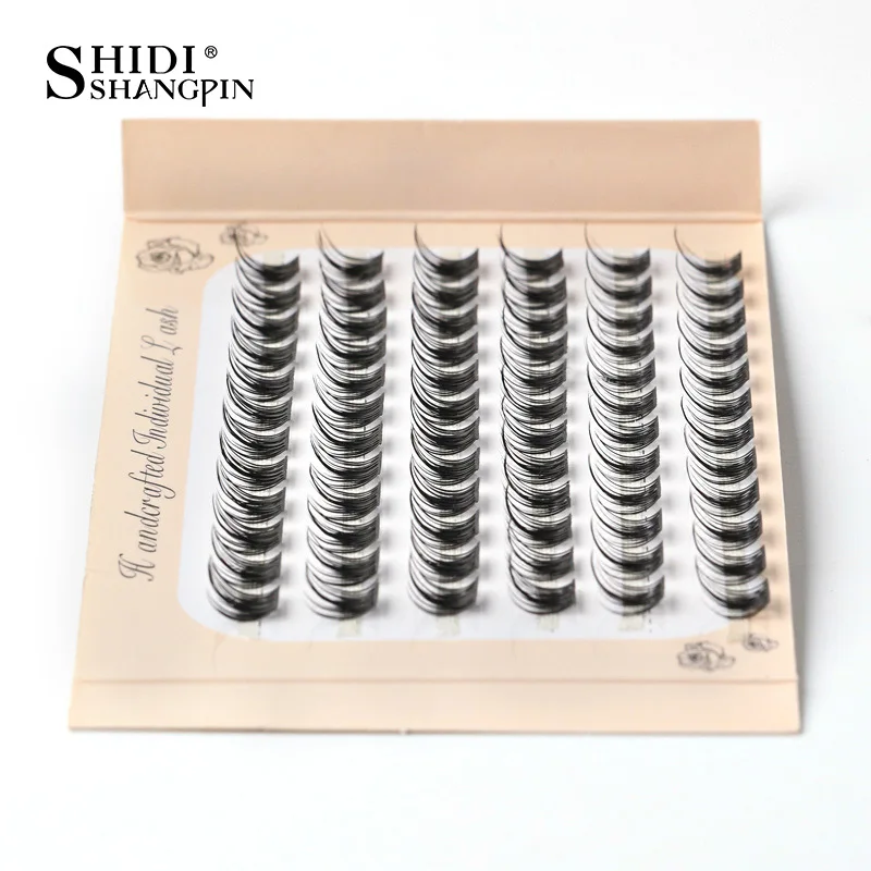 6 行クラスターつけまつげ既成ボリュームファン個別まつげセグメント化された自然ふわふわ偽まつげエクステンションメイクアップ繊毛