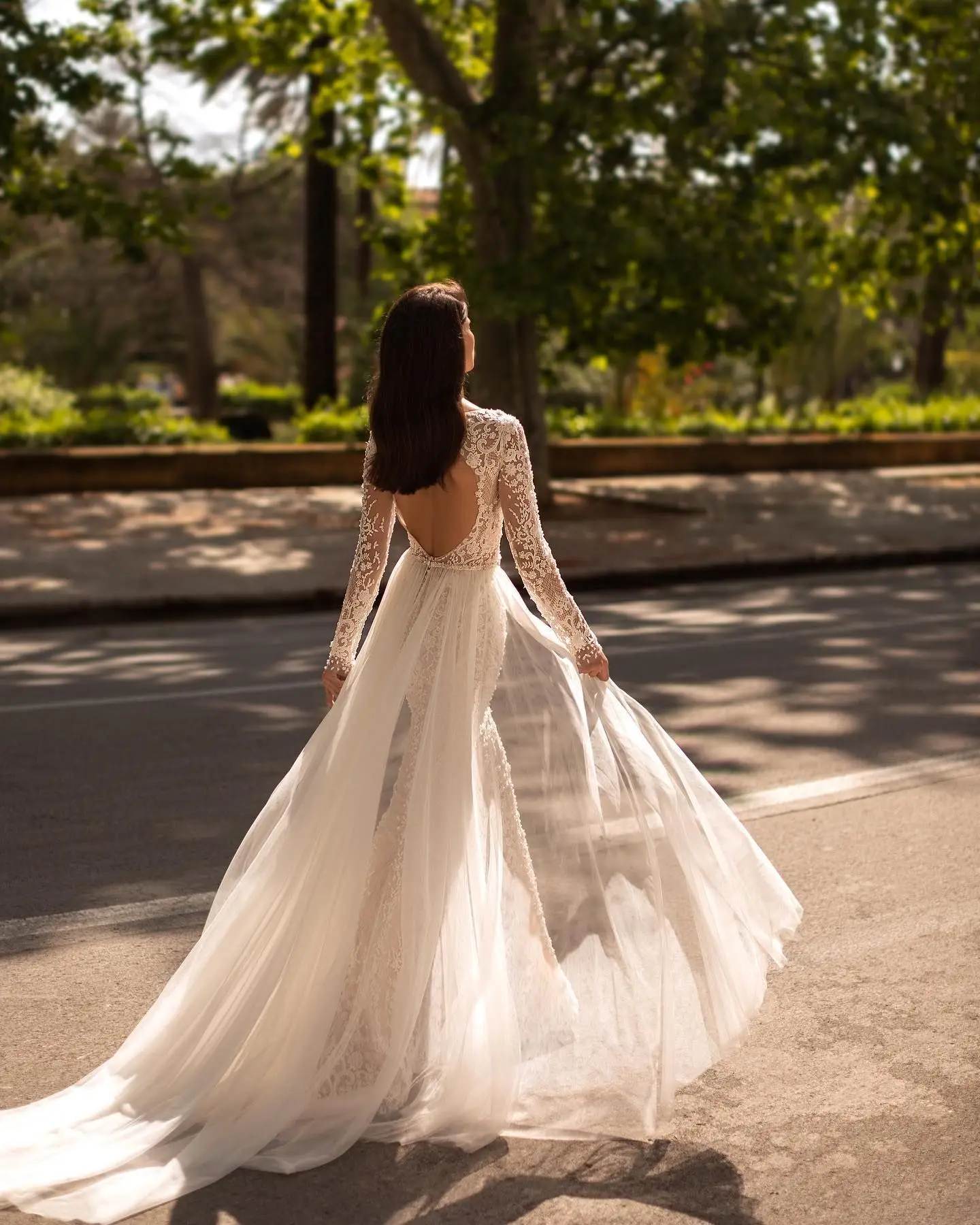 Klassische Hochzeit Kleid Applqiues Lange Ärmeln V Neck Abnehmbare Zug Pailletten Rüschen Bodenlangen Brautkleider Vestido De Novia