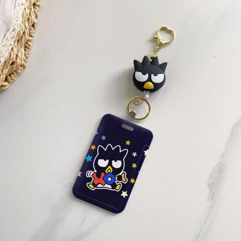 Sanrio Card Cover Kawaii Cartoon Badtz Maru Bus Card Protective Sleeve Cute School Bag Backpack Pendant Doll Keychain Toy Girls